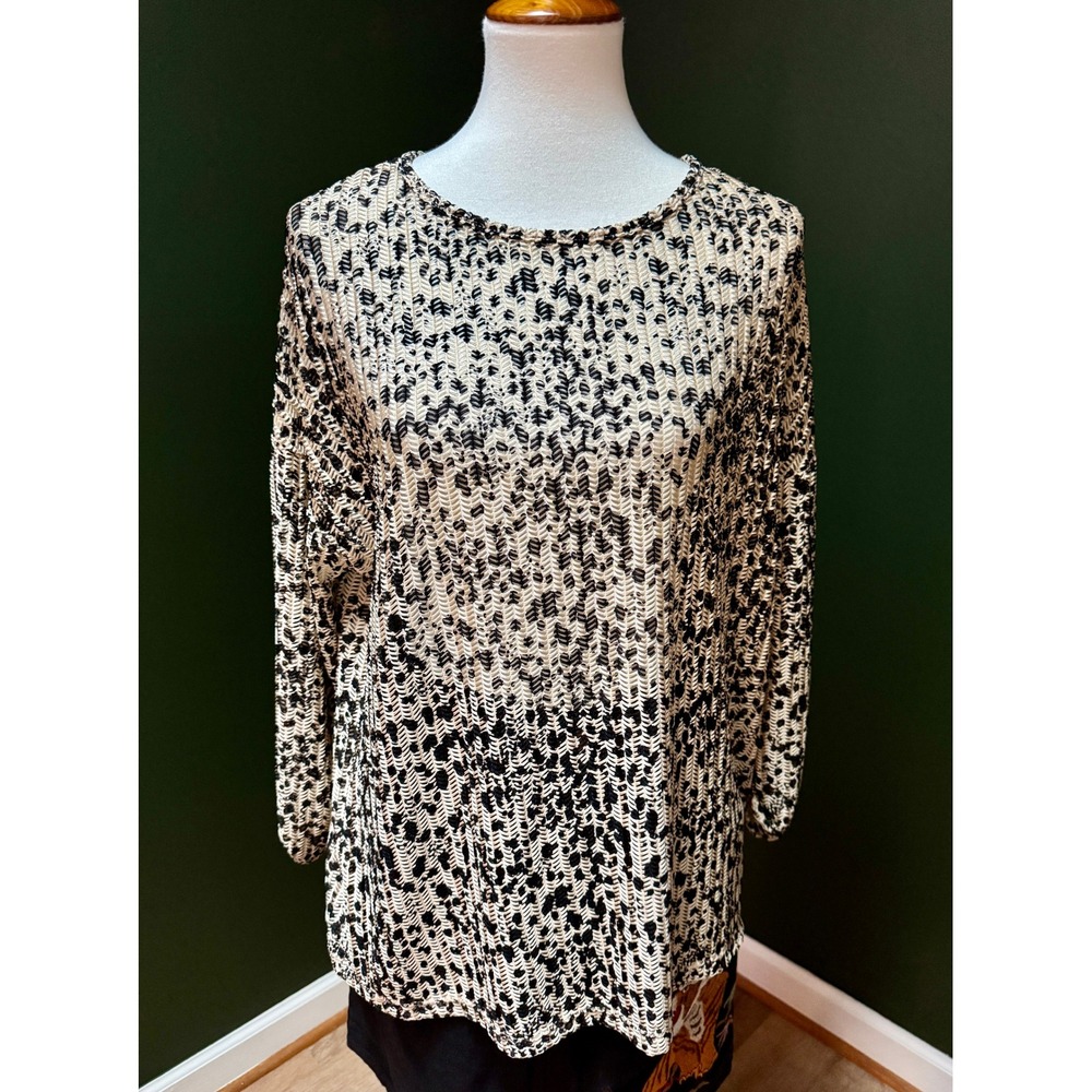 Simply‎ Styled by Sears Animal Print Sheer Long Sleeve Knit Blouse Women's XL